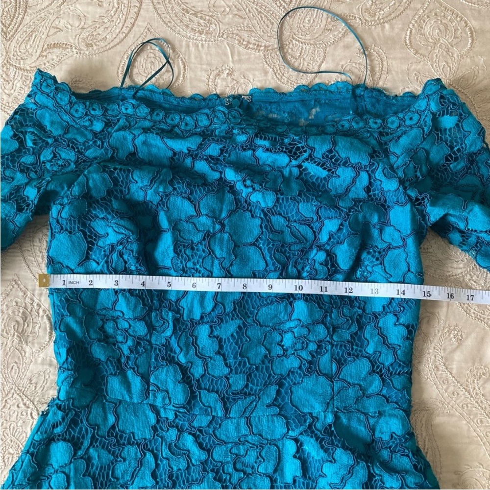 Teri Jon Teal Lace Dress Like New - Picture 6 of 8